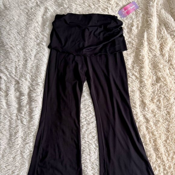 SHEIN ★ Qutie Women's Black Woven Casual Flared Pants - Picture 1 of 3